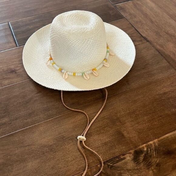 Free People Georgia Shell Embellished Straw Hat M - Picture 4 of 12